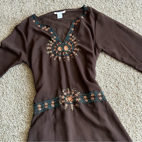 Cotton Express Y2K Sheer Embroidered Tunic Boho Fairycore Cottage Witch Top Sz M - Picture 10 of 11